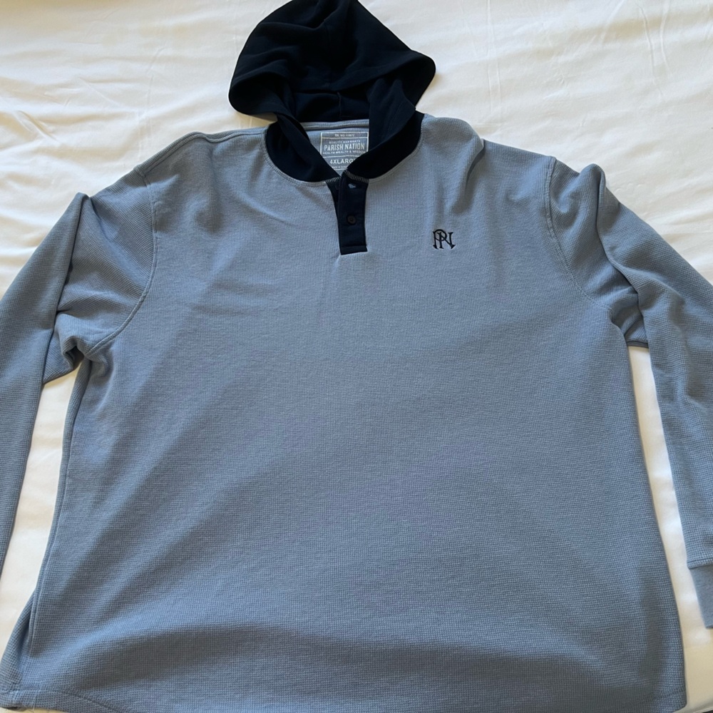 Parish Nation Men's Blue and Black Zip-Up Sweater